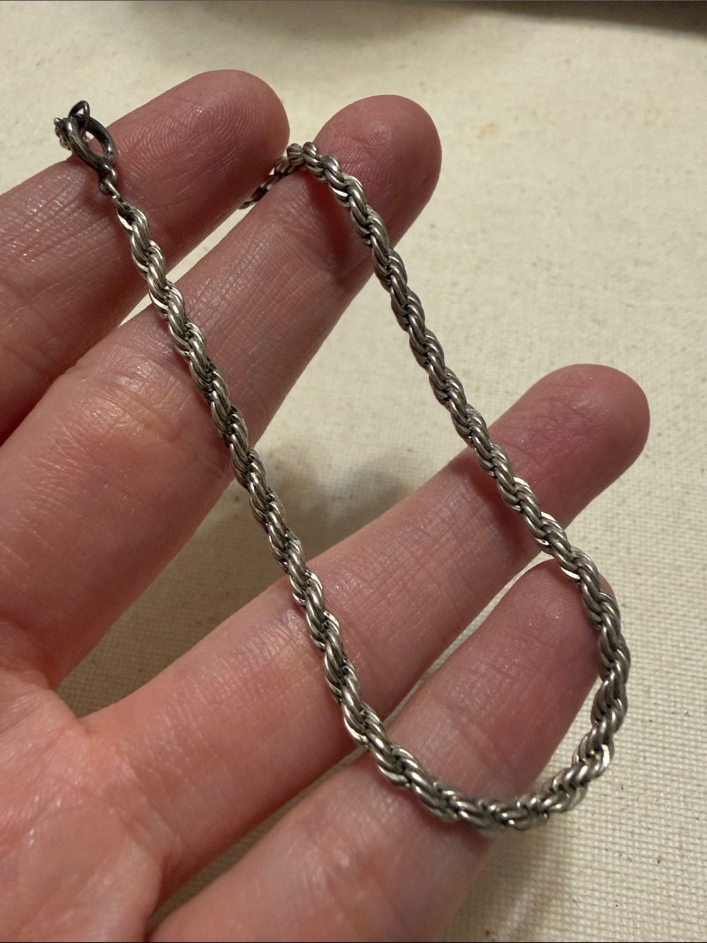 Sterling Silver Rope Chain bracelet 7.75’ inches long